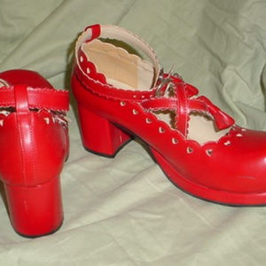 Red Lolita Mary Janes Japan size 25cm